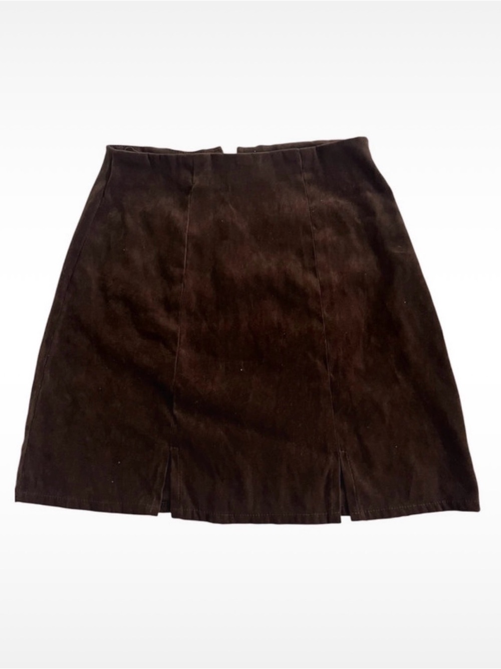 1990s Genuine Suede Brown Minimalist Micro Mini Skirt 32 (XS/S)